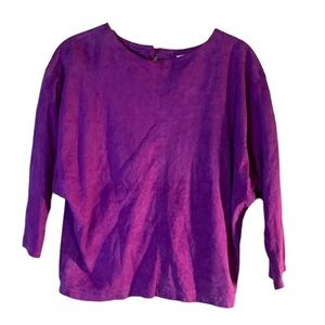 Vintage West Bay Saks Fifth Ave 100% Lamb Suede Purple Quiet Luxury Women Top S